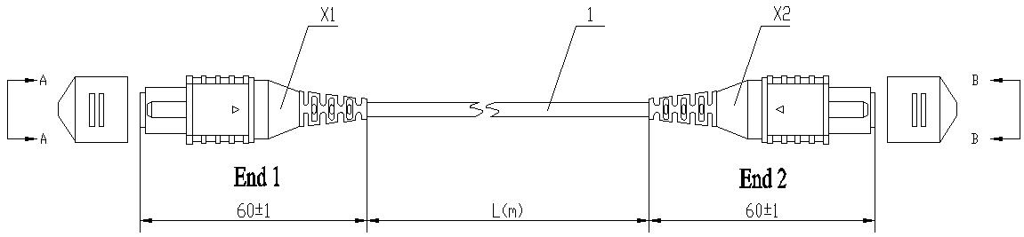 Optical cable assembly outline drawing